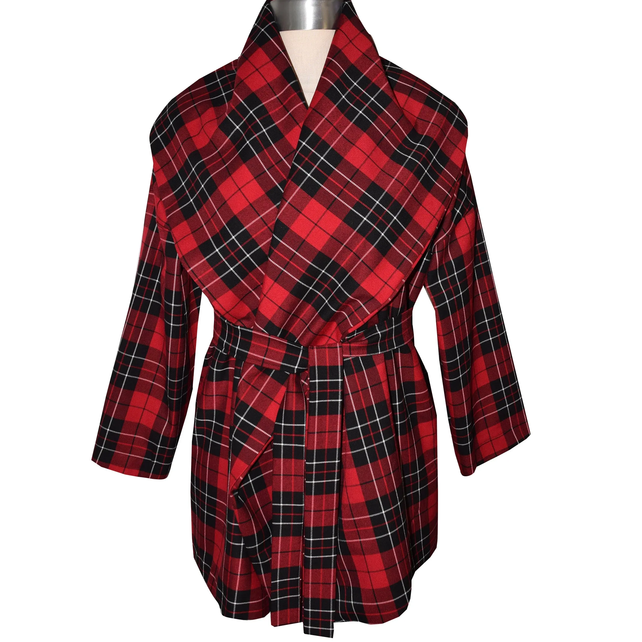 Super soft Red Plaid Blend Wrap Coat