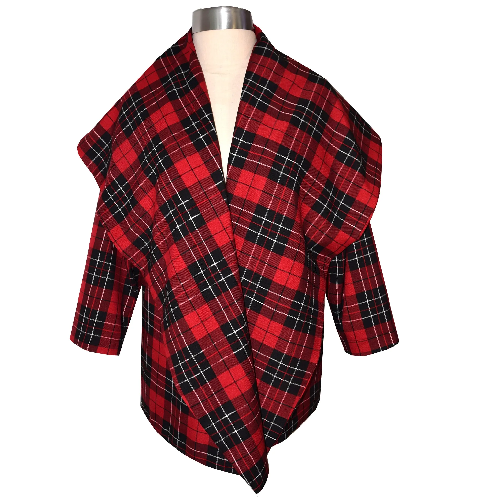 Super soft Red Plaid Blend Wrap Coat