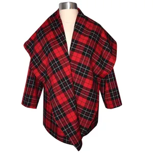 Super soft Red Plaid Blend Wrap Coat