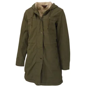 Tough Duck Woman's Winter Work Jacket WJ20 Sanded Duck Sherpa Lined Insulated Attached Hood with Drawstring Sizes XS-2XL