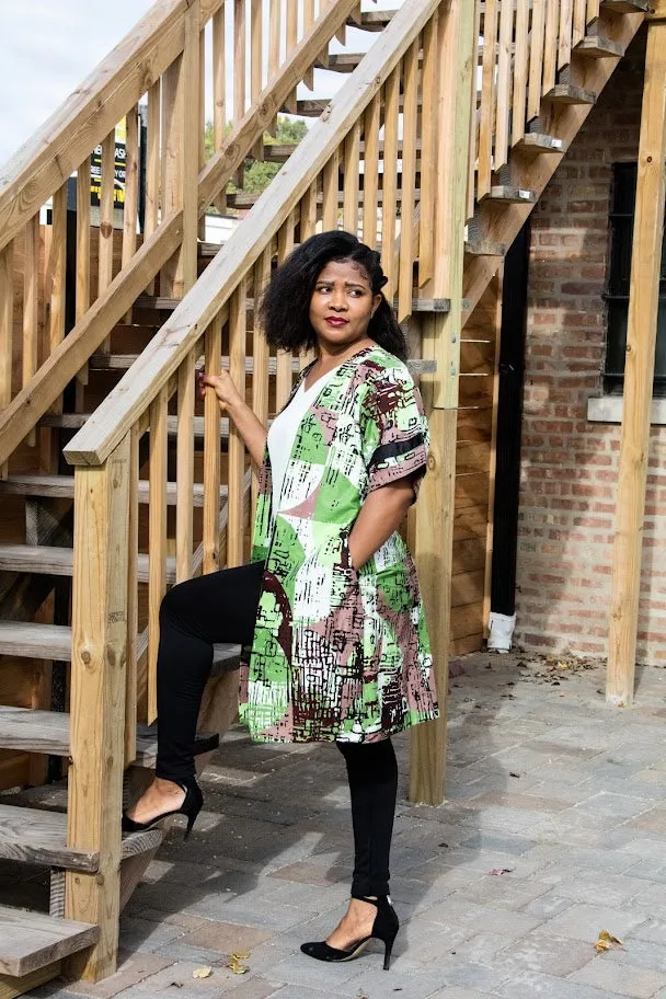 Toye Kimono Jacket -Green busy pattern