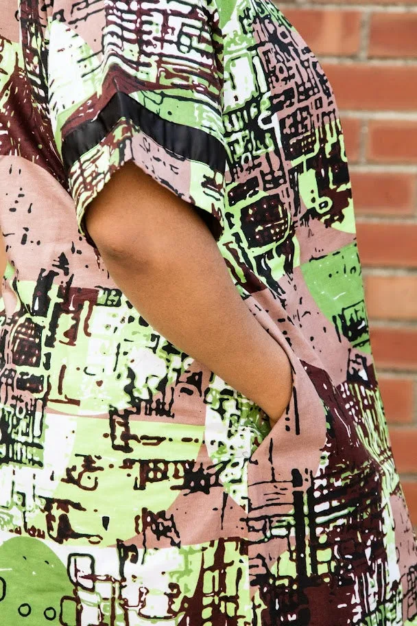 Toye Kimono Jacket -Green busy pattern