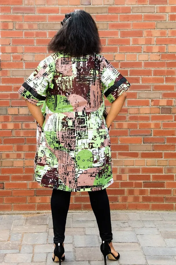 Toye Kimono Jacket -Green busy pattern