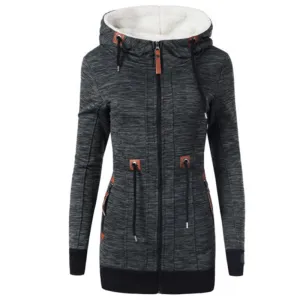 Trend4us Women's Cozy Sherpa-Lined Zipper Hoodie Jacket