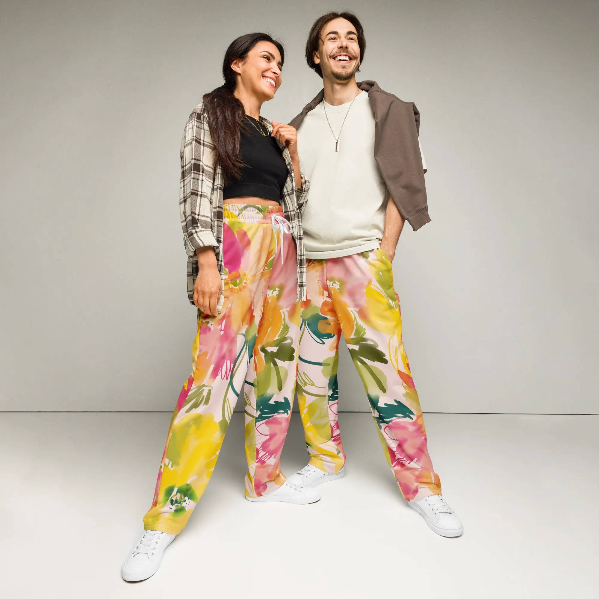Valentines Day Wide Leg Joggers - Flower (Glamourange Valentine Day Gifts Wide Leg Joggers - Design 0020)