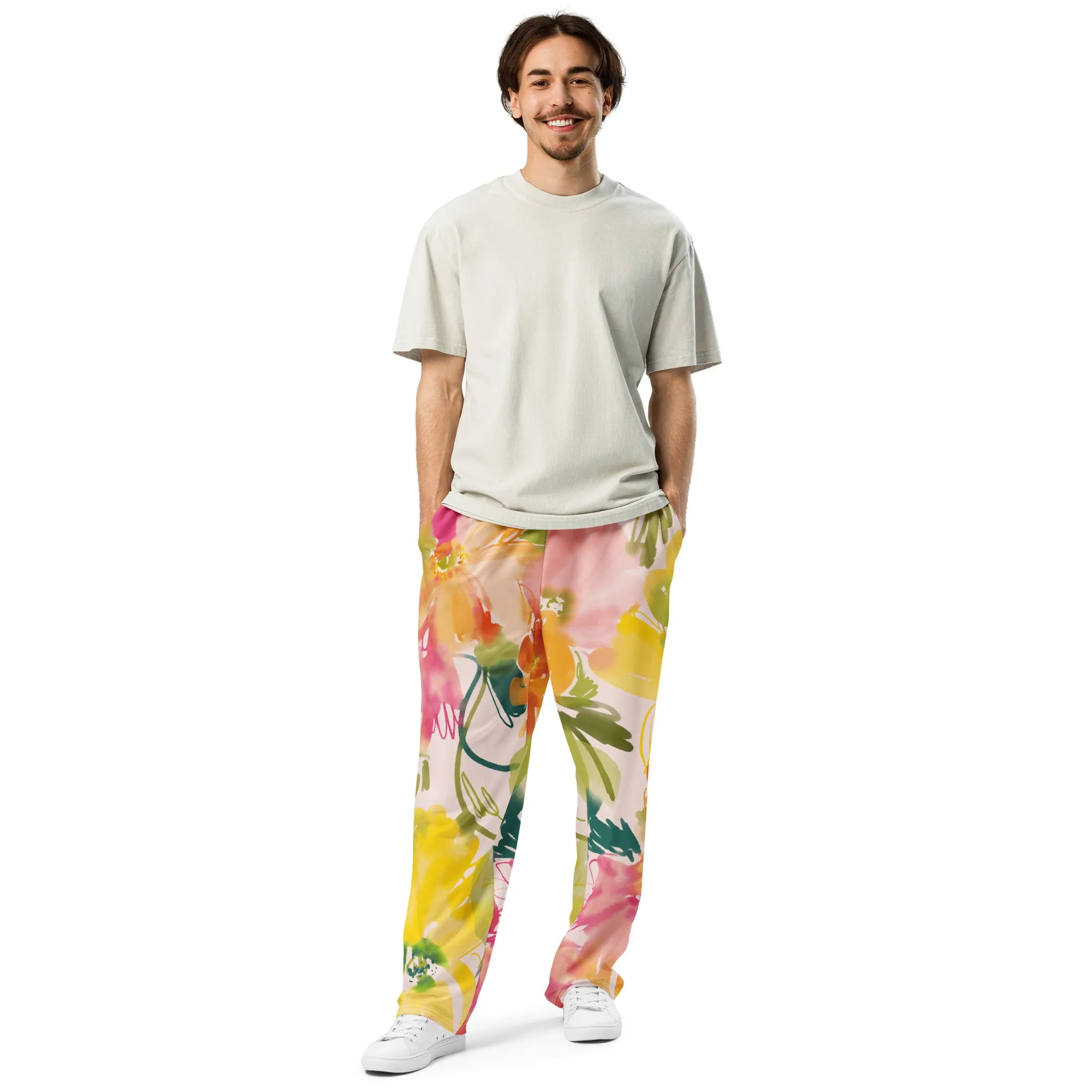 Valentines Day Wide Leg Joggers - Flower (Glamourange Valentine Day Gifts Wide Leg Joggers - Design 0020)