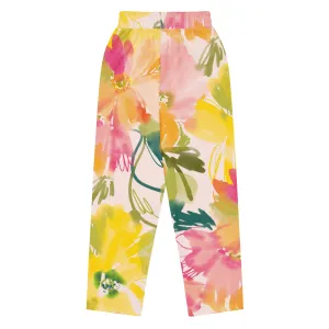 Valentines Day Wide Leg Joggers - Flower (Glamourange Valentine Day Gifts Wide Leg Joggers - Design 0020)