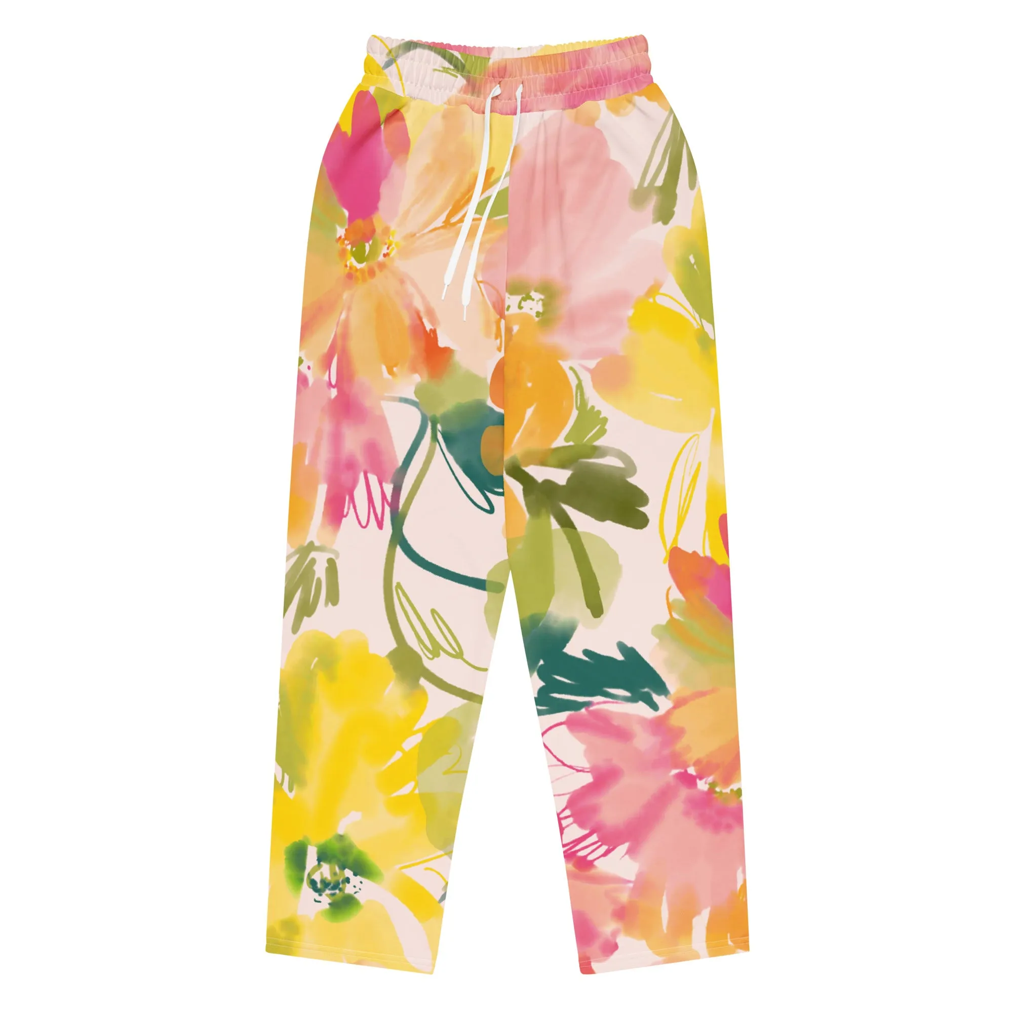 Valentines Day Wide Leg Joggers - Flower (Glamourange Valentine Day Gifts Wide Leg Joggers - Design 0020)
