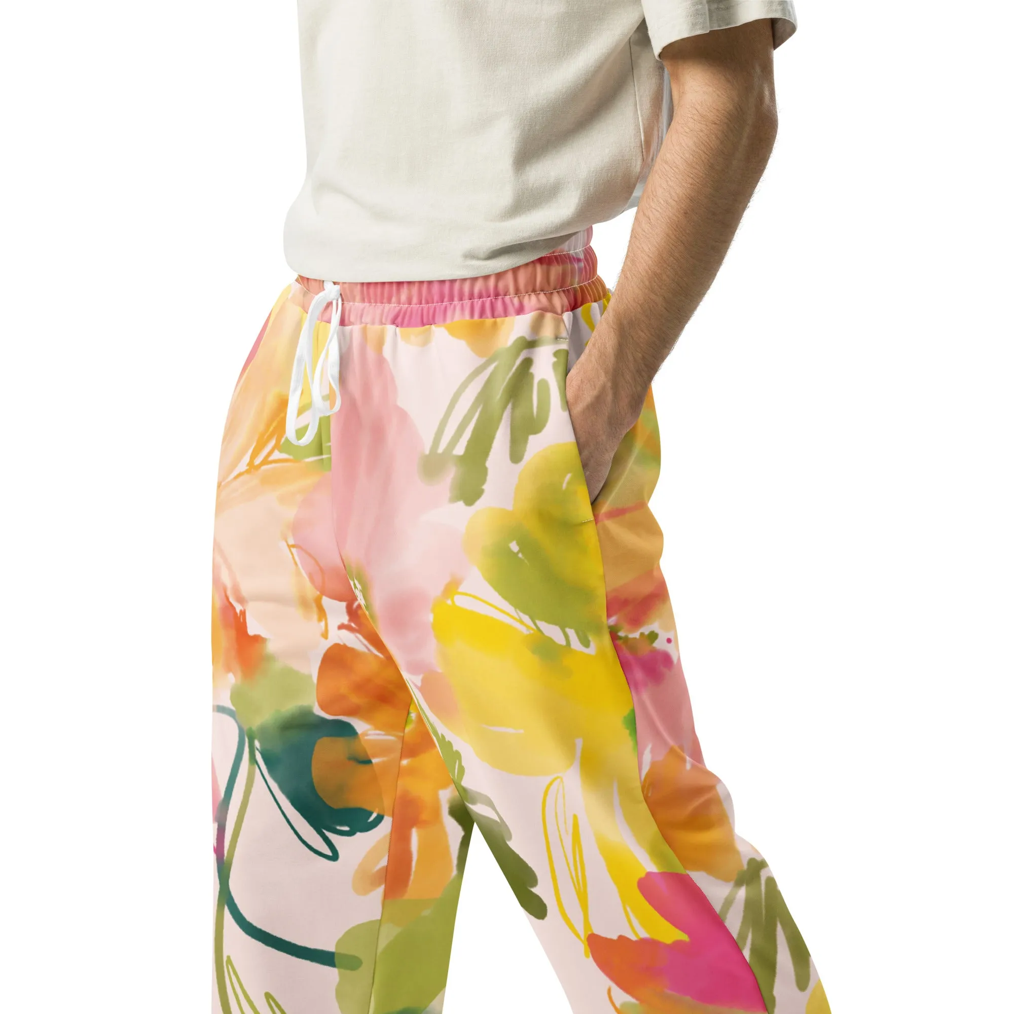 Valentines Day Wide Leg Joggers - Flower (Glamourange Valentine Day Gifts Wide Leg Joggers - Design 0020)
