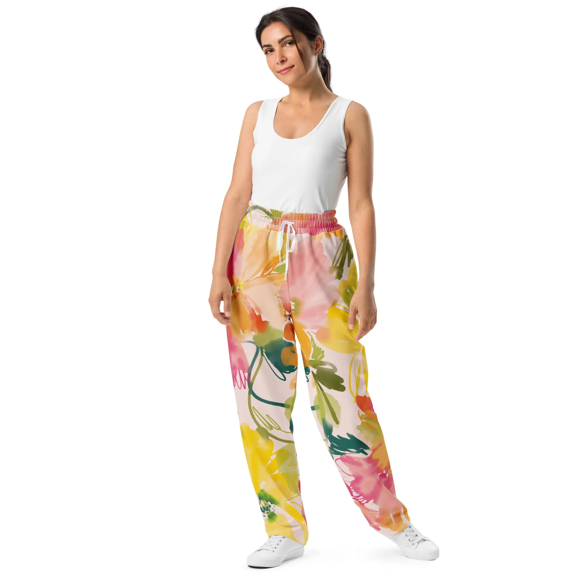 Valentines Day Wide Leg Joggers - Flower (Glamourange Valentine Day Gifts Wide Leg Joggers - Design 0020)