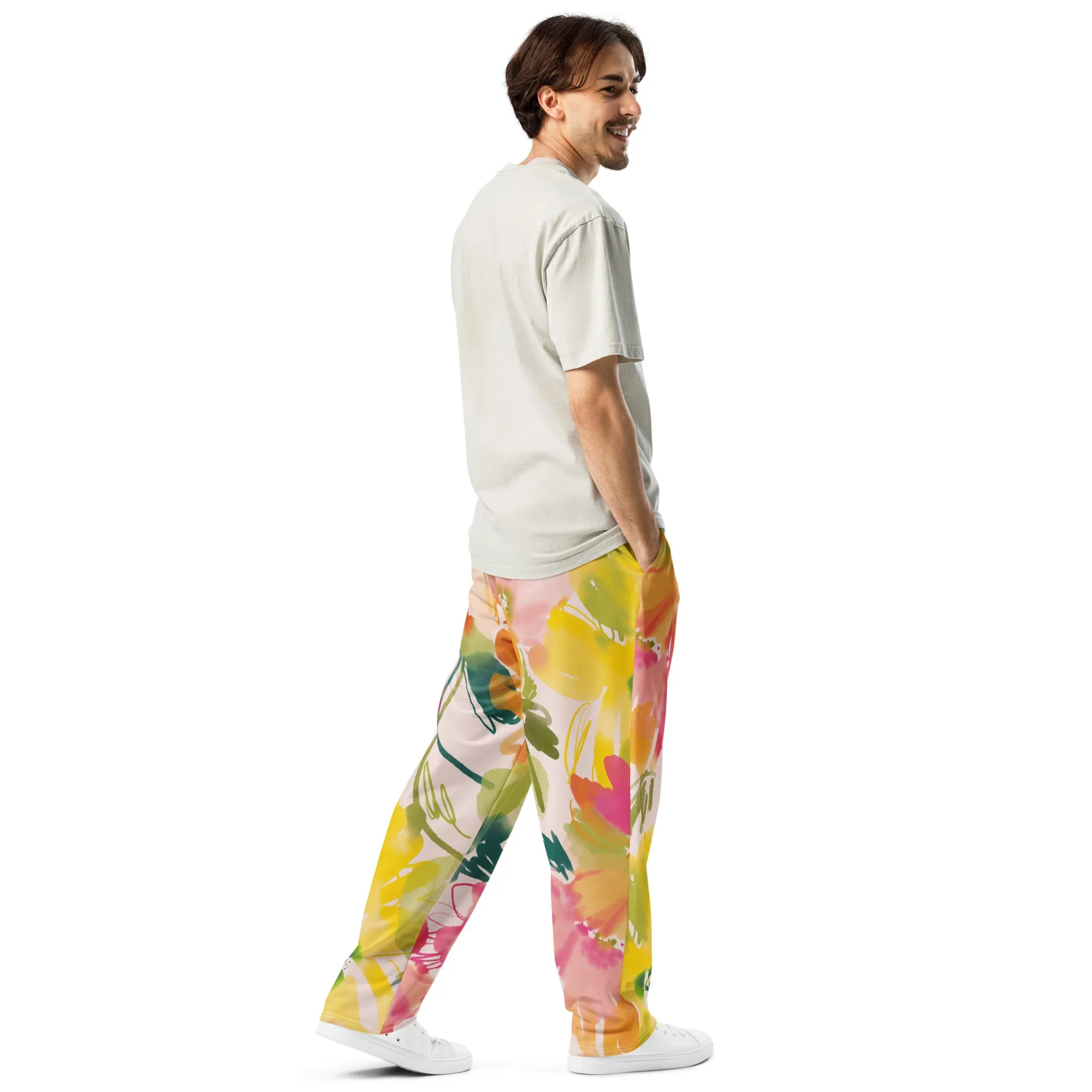 Valentines Day Wide Leg Joggers - Flower (Glamourange Valentine Day Gifts Wide Leg Joggers - Design 0020)