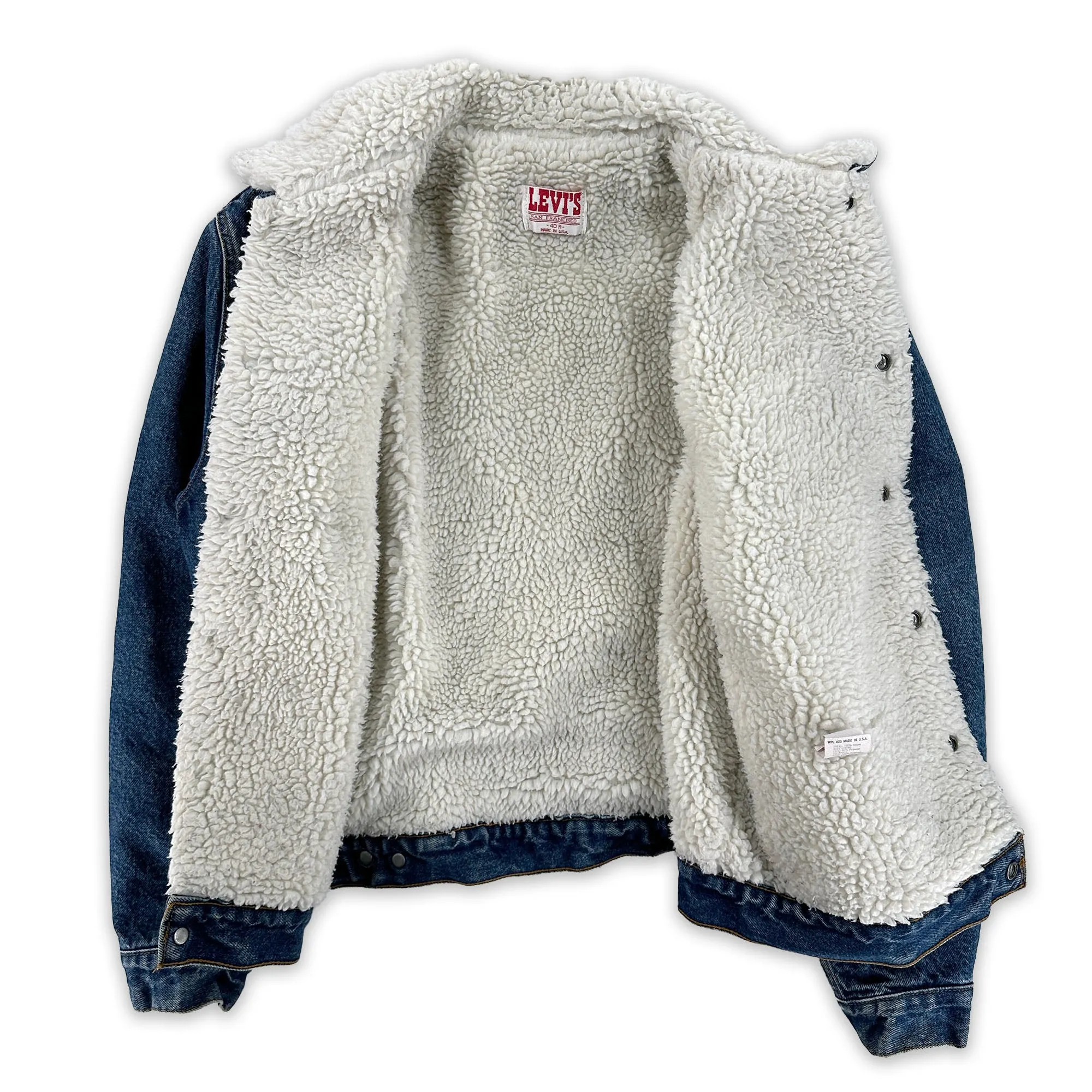 Vintage 80s Levi's Sherpa Lined Denim Trucker - 40R (Fits like a small)