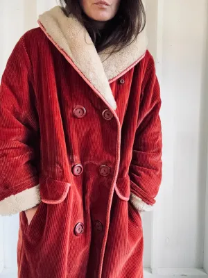 Vintage Corduroy Sherpa Jacket - Maroon