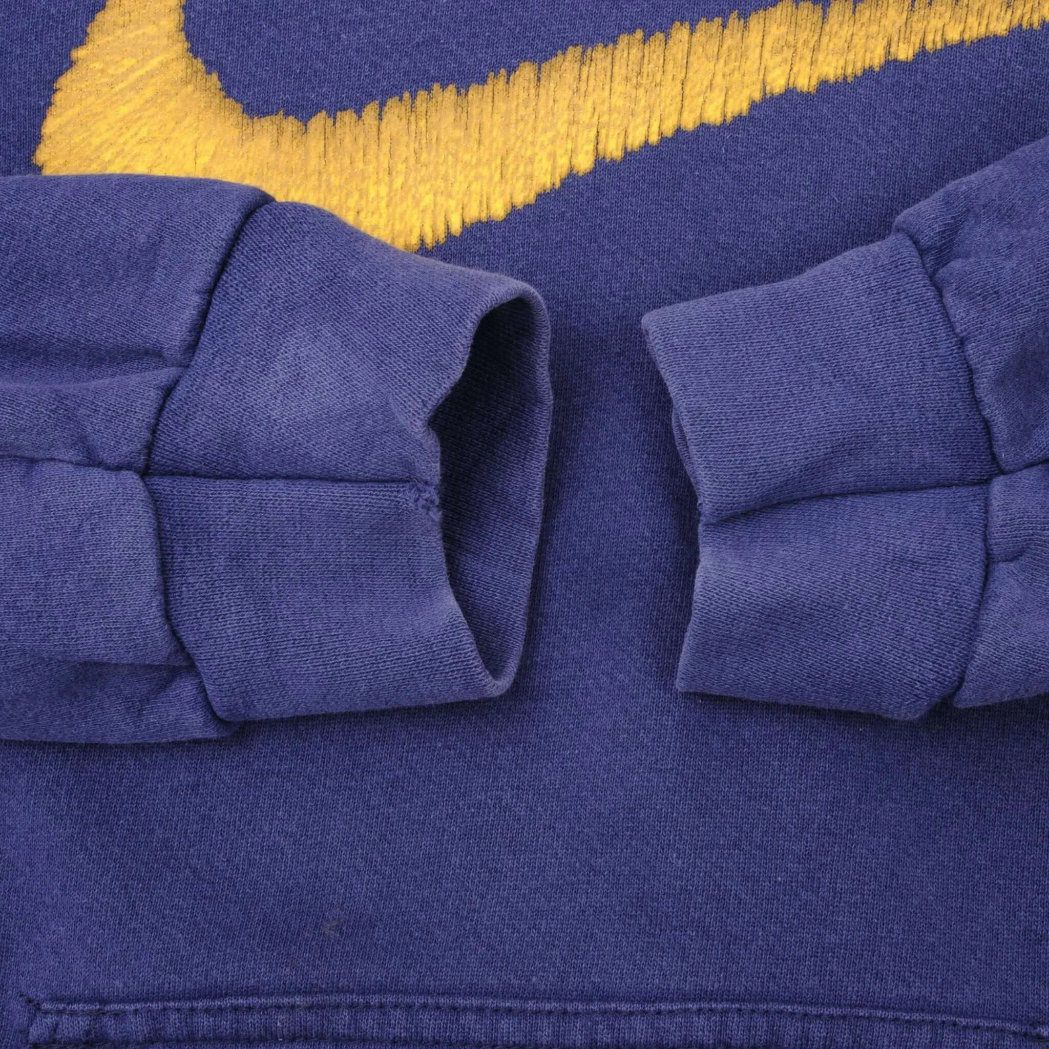 VINTAGE NIKE BIG SWOOSH BLUE HOODIE SWEATSHIRT 1990S SIZE LARGE MADE IN USA
