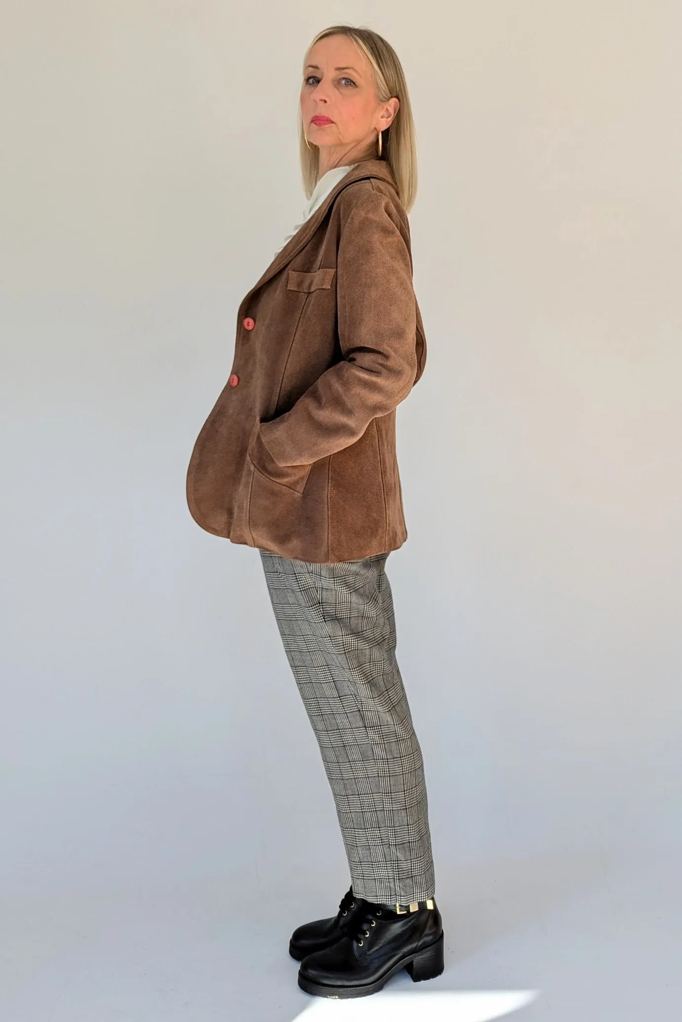 Vintage Suede Button Up Blazer