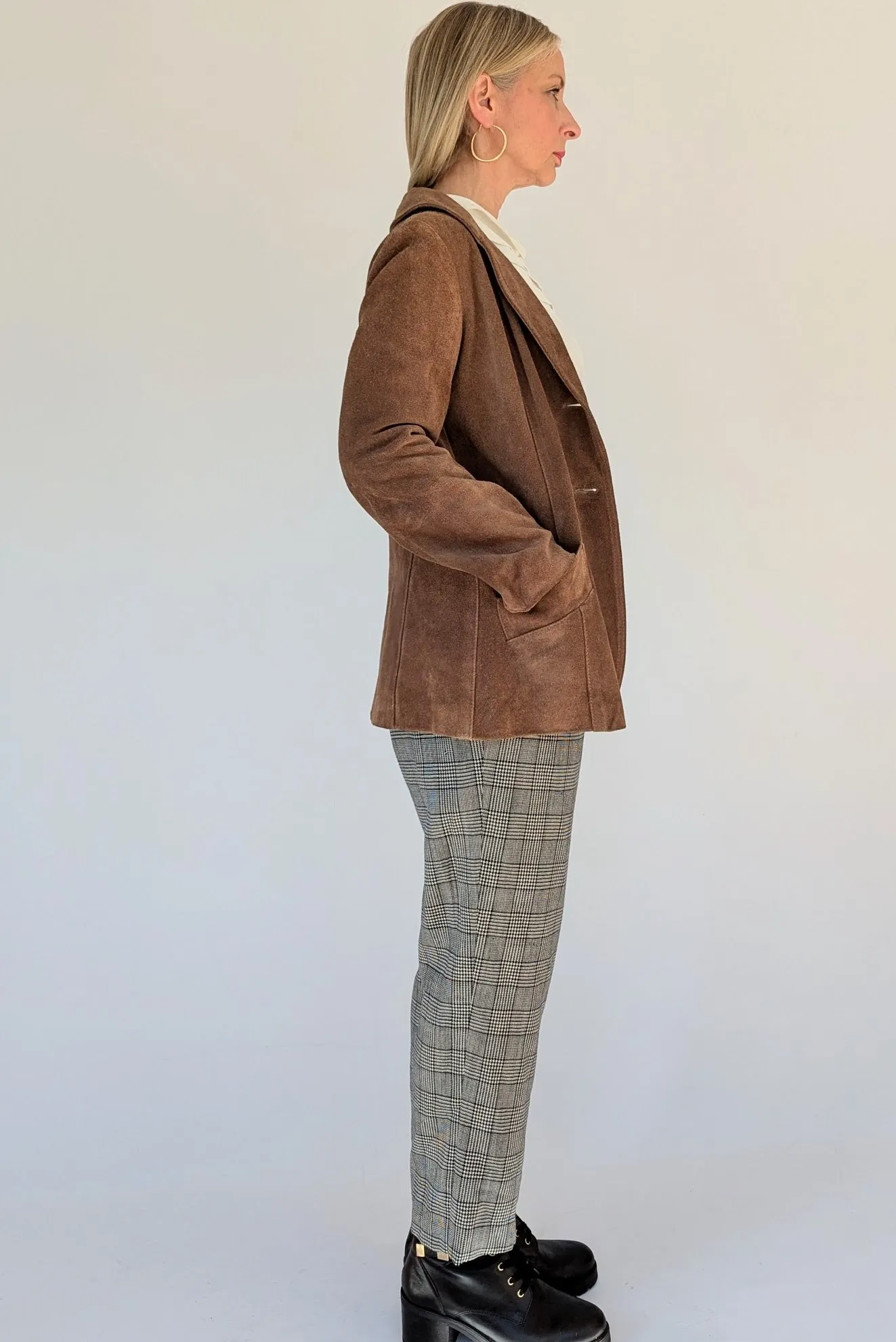 Vintage Suede Button Up Blazer