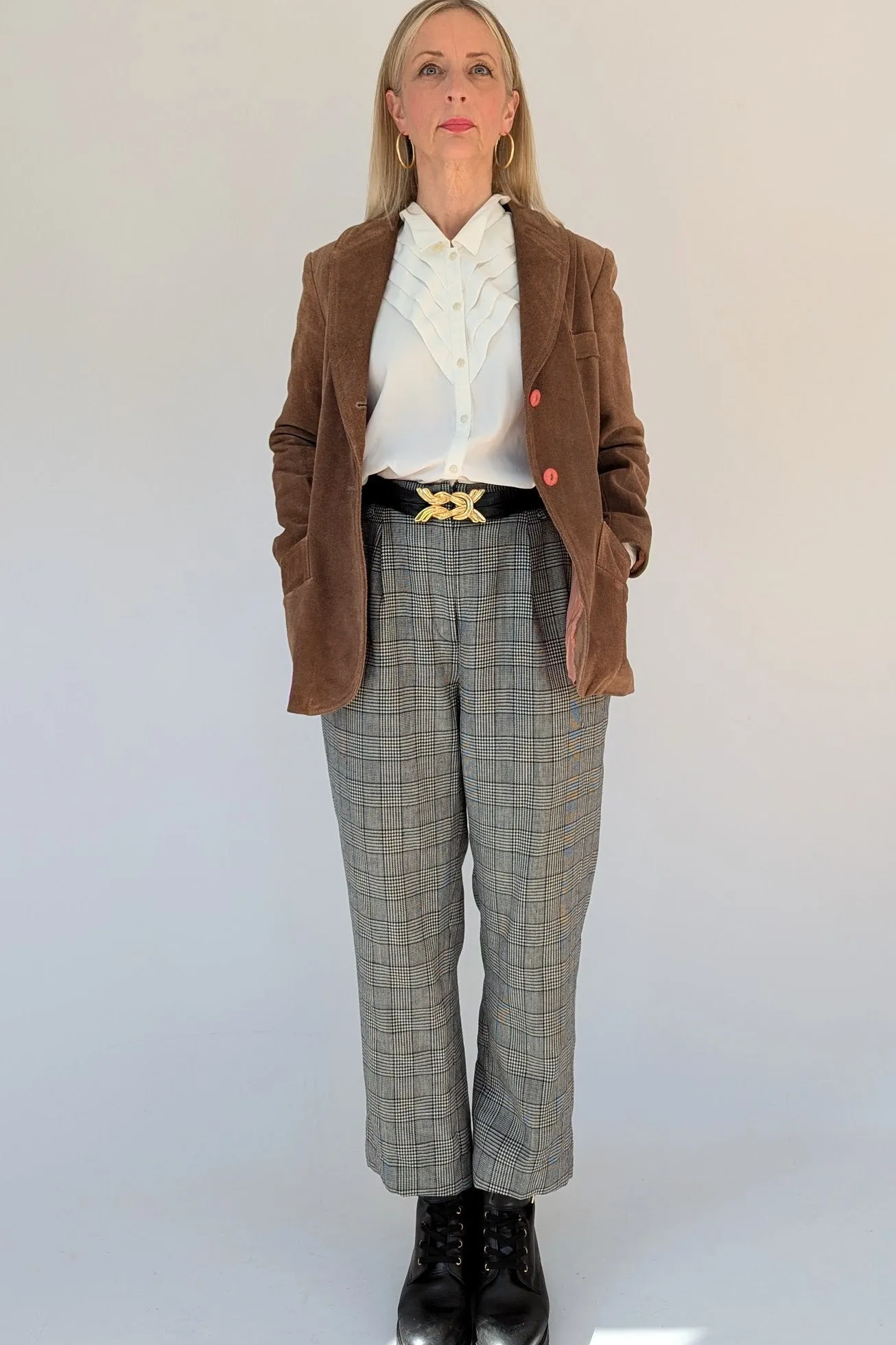 Vintage Suede Button Up Blazer