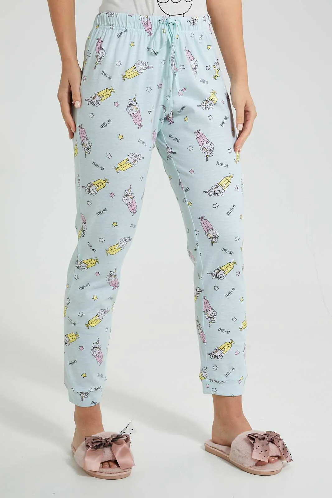 White And Blue Unicorn Pyjama Set (2 Piece)