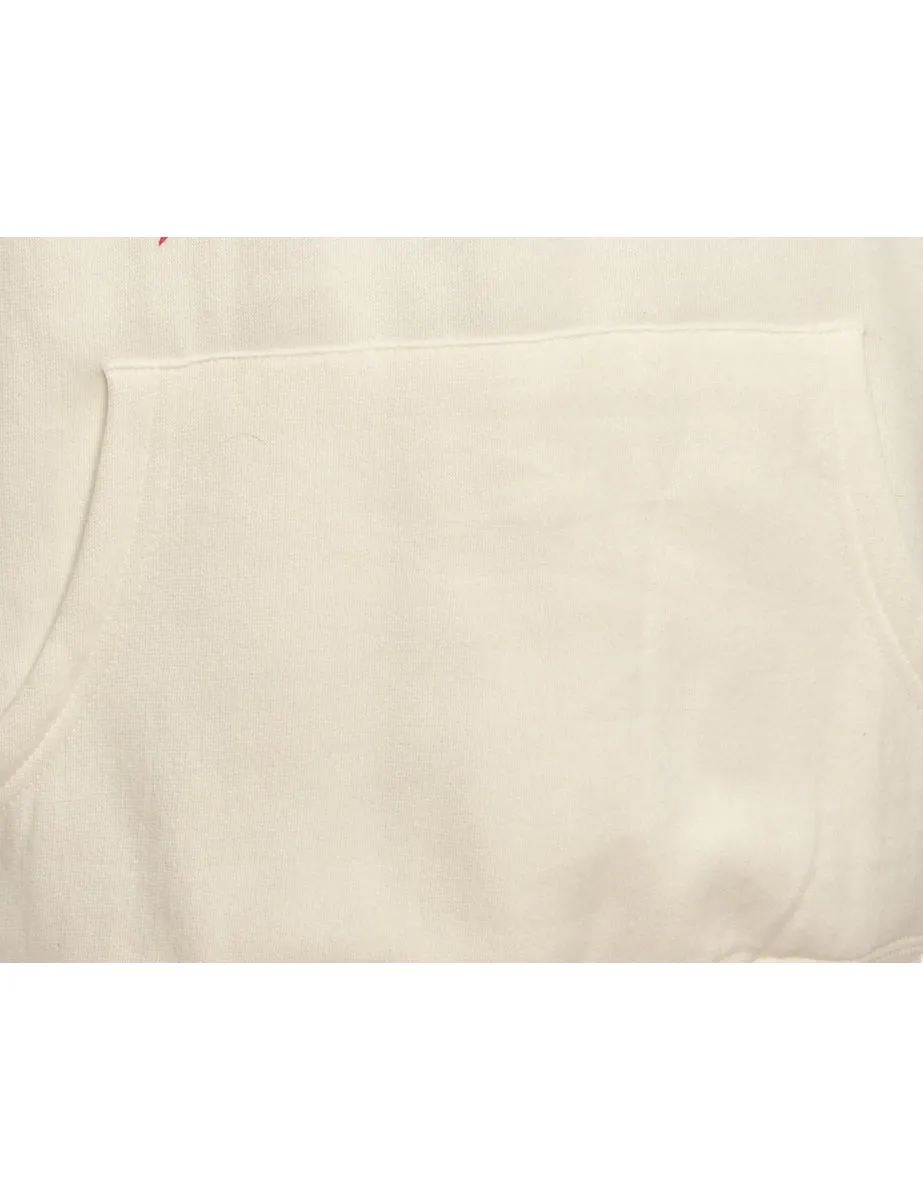 White Printed Hoodie - L