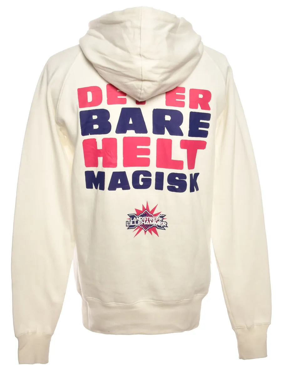 White Printed Hoodie - L