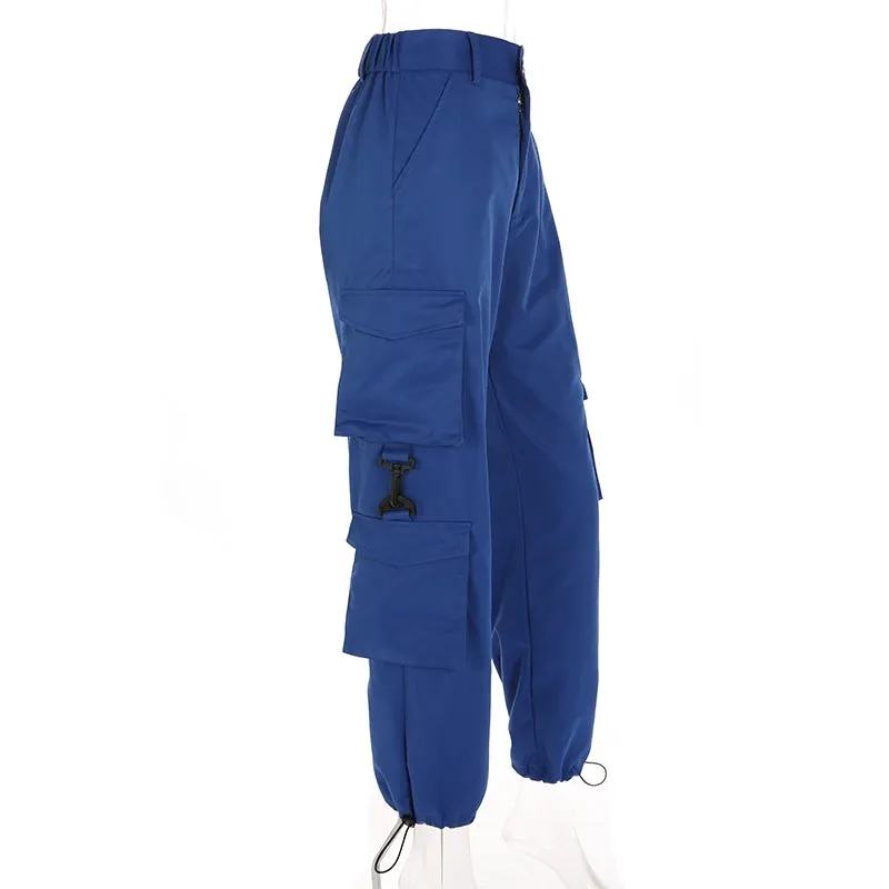 Women's Spring/Autumn High-Waist Loose Multi-Pocket Cargo Pants