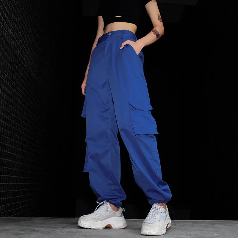 Women's Spring/Autumn High-Waist Loose Multi-Pocket Cargo Pants