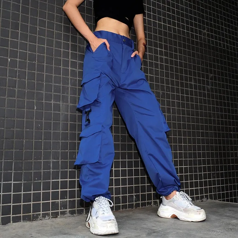 Women's Spring/Autumn High-Waist Loose Multi-Pocket Cargo Pants
