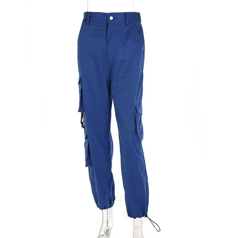 Women's Spring/Autumn High-Waist Loose Multi-Pocket Cargo Pants